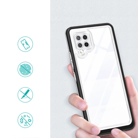 Klare 3in1 Hülle für Samsung Galaxy A42 5G Frame Gel Cover Schwarz