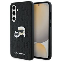 Original Case SAMSUNG GALAXY S24 FE Karl Lagerfeld Hardcase Monogram Karl&Choupette Head Pin (KLHCS24FEPGKLKCPK) black
