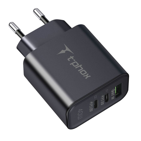 Ładowarka sieciowa T-PHOX FLEXI 40W 2xUSB-C/USB BLACK
