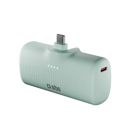 SBS EcoPower 5000 mAh 10W Powerbank with Built-in USB-C Port - Green