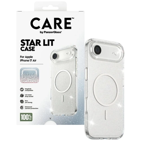 CARE by PanzerGlass Flagship Urban Explorer Case mit weißem MagSafe für iPhone Air – Klarer Glitzer