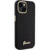Guess Silikon Script Metal Logo &amp; Frame Hülle für iPhone 15 – Schwarz
