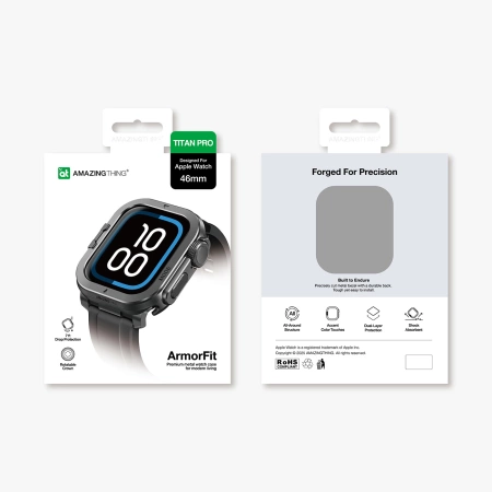 AmazingThing Titan Pro Metal Case for Apple Watch 11 46mm Aluminum - Black