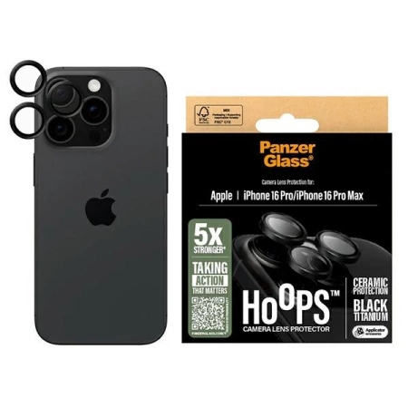 PanzerGlass Hoops Keramik-Linsenschutz iPhone 16 Pro 6,3" / 16 Pro Max 6,9" 1282