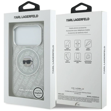 Karl Lagerfeld IML Karl Head Logo MagSafe Case for iPhone 17 Pro - Gray