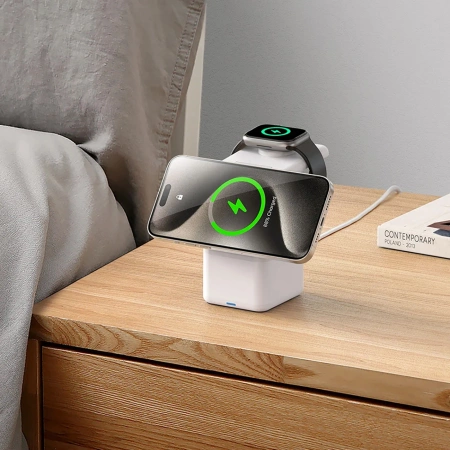 Duzzona W20 15W 4in1 inductive charger for iPhone / AirPods / Apple Watch with night lamp - white