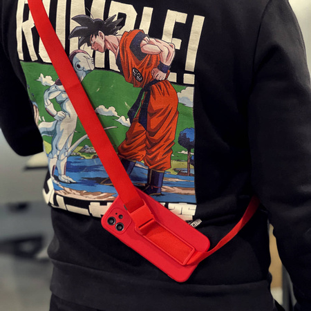Rope case żelowe etui ze smyczą łańcuszkiem torebka smycz iPhone 12 Pro Max granatowy