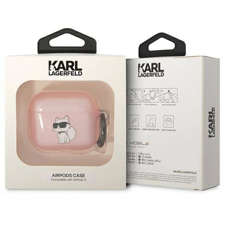 Oryginalne Etui APPLE AIRPODS 3 Karl Lagerfeld Ikonik Choupette (KLA3HNCHTCP) różowe