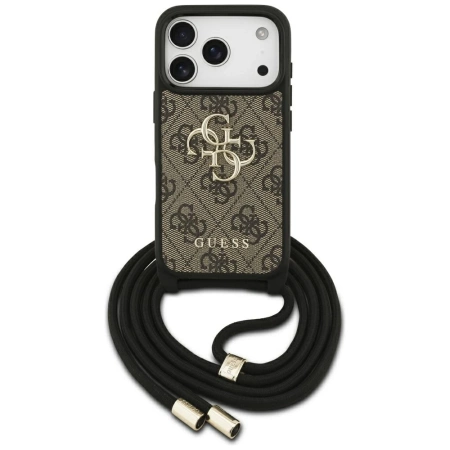 Guess 4G Big Logo Cord Stap Crossbody Case for iPhone 17 Pro - Brown