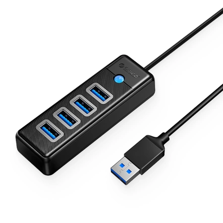 HUB 4-portowy USB-A 3.0 przewód 0,15M - czarny