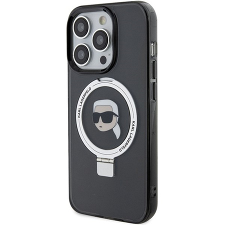 Etui Karl Lagerfeld Ring Stand Karl Head MagSafe do iPhone 15 Pro - czarne