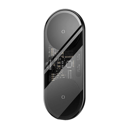 Baseus Digital LED Display podwójna ładowarka bezprzewodowa z cyfrowym wyświetlaczem 20W czarny (WXSX010101)