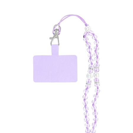 Zawieszka CRYSTAL DIAMOND do telefonu / długość sznura 74cm (37cm w pętli) / na szyję - fioletowy