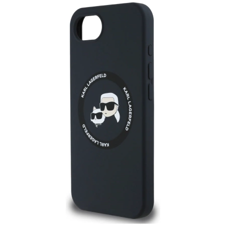 Karl Lagerfeld Liquid Silicone Karl & Choupette Heads Case mit MagSafe für iPhone 16e - Schwarz