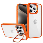 Tel Protect Kickstand case + szkło na aparat (lens) do Iphone 15 Pro pomarańczowy