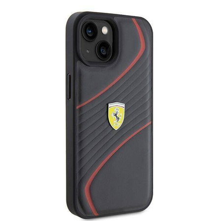 Etui Ferrari Twist Metal Logo do iPhone 15 - czarne