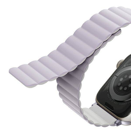 UNIQ pasek Revix Apple Watch Series 4/5/6/7/8/SE/SE2 38/40/41mm. Reversible Magnetic lilak-biały/lilac-white