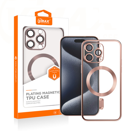 Vmax nakładka Electroplating Mag TPU do iPhone 15 Plus 6,7" złoto-różowa