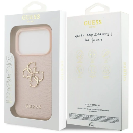 Guess Grained Big 4G &amp; Classic Logo iPhone 17 Pro Hülle - Rosa