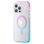 Kingxbar PQY Ice Crystal Series magnetyczne etui iPhone 14 Plus MagSafe różowo-niebieskie