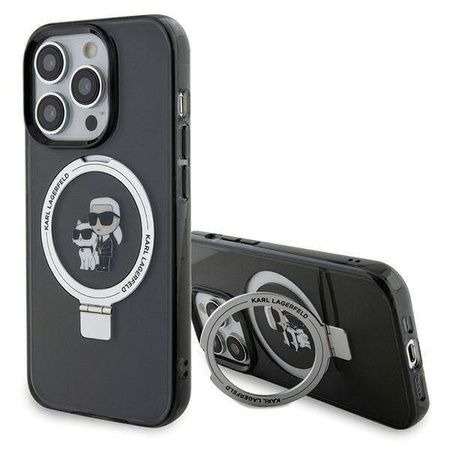 Etui Karl Lagerfeld Ring Stand Karl&Choupettte MagSafe do iPhone 15 Pro Max - czarne
