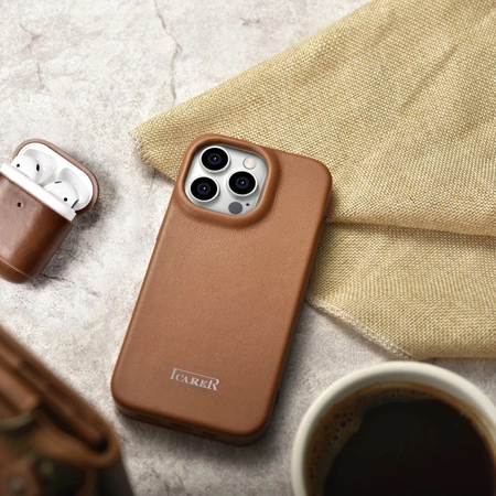 iCarer CE Premium Leather Folio Case iPhone 14 Pro Magnetic Flip Leather Folio Case MagSafe braun (WMI14220714-BN)