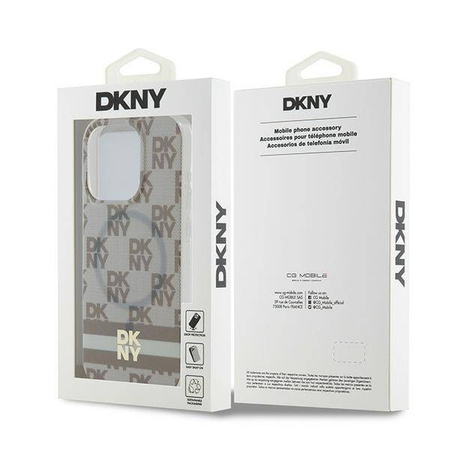 DKNY DKHMP15XHCPTSE iPhone 15 Pro Max 6.7" beżowy/beige hardcase IML Checkered Mono Pattern & Printed Stripes MagSafe