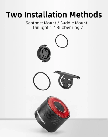 Rockbros Q3 Rear Bike Light with Smart Stop System - Black