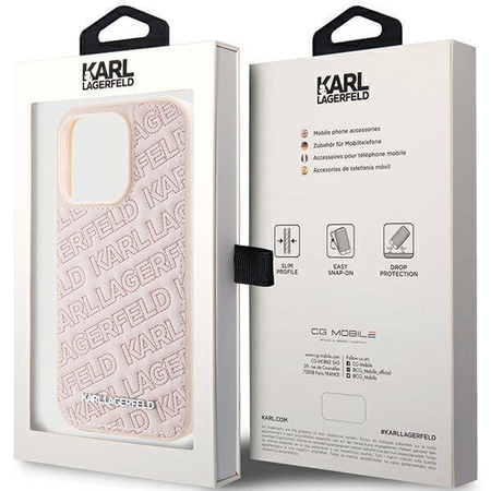 Karl Lagerfeld Quilted K Pattern Hülle für iPhone 15 Pro Max – Rosa
