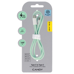 Blavec Kabel Candy oplot - Typ C na Typ C - PD 60W 3A 1 metr (CCA-CC3GN10) zielony