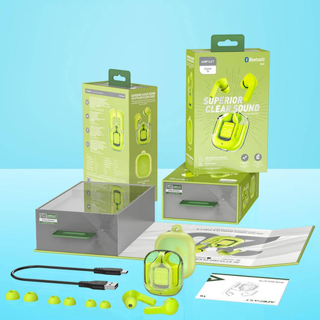 Acefast dokanałowe słuchawki bezprzewodowe TWS Bluetooth zielony (T6 youth green)