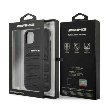 AMG AMHCN61GSEBK iPhone 11 6,1" czarny/black hardcase Leather Debossed Lines