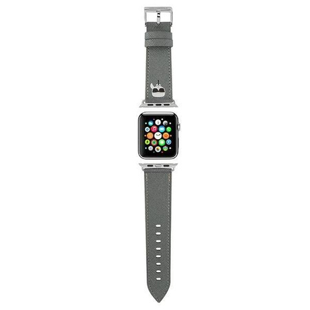 Karl Lagerfeld Pasek KLAWLOKHG Apple Watch 42/44/45mm srebrny/silver strap Saffiano Karl Heads