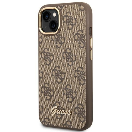 Oryginalne Etui IPHONE 14 Guess Hard Case 4G Vintage Gold Logo (GUHCP14SHG4SHW) brązowe