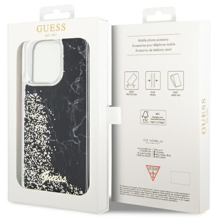 Guess GUHCP14XLCSGSGK iPhone 14 Pro Max 6.7" czarny/black hardcase Liquid Glitter Marble