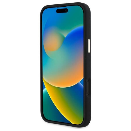 Original Handyhülle IPHONE 16 Guess Hardcase Silicone Logo Strass 4G (GUHCP16SM4DGPK) schwarz