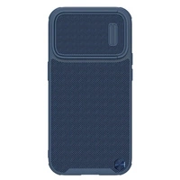 Nillkin Textured S Case für iPhone 14 Pro, gepanzerte Hülle mit Kameraabdeckung, blau