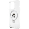 Oryginalne Etui IPHONE 15 PRO MAX Karl Lagerfeld Hardcase Ring Stand Karl&Choupettte MagSafe białe