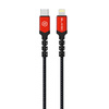 Blavec Kabel Raptor pleciony - Typ C na Lightning - PD 20W 2,4A 0,5 metra (CRA-CL24BR05) czarno-czerwony