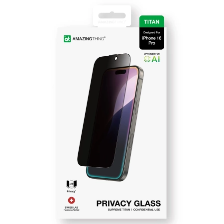 AmazingThing Titan Privacy Glass Privacy Tempered Glass for iPhone 16 Pro