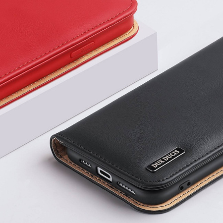 Dux Ducis Hivo echt Leder booktype case schutzhülle aufklappbare hülle für iPhone 14 Pro Max schwarz