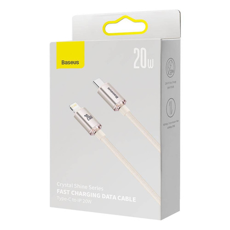 Baseus kabel Crystal Shine USB-C - Lightning 1,2 m 20W różowy
