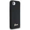 Guess Silicone Script Metal Logo MagSafe iPhone 16e Case - Black