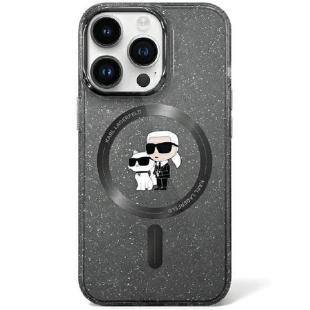 Etui Karl Lagerfeld Karl&Choupette Glitter MagSafe do iPhone 11 / Xr - czarne