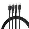 Kabel 3w1 Baseus Flash Series 3 100W USB-C - USB-C+USB-C+Lightning 1,5m + 3 x 0,25 m - czarny