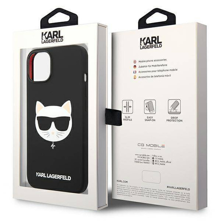 Oryginalne Etui IPHONE 14 PLUS Karl Lagerfeld Hardcase Silicone Choupette Head Magsafe czarne
