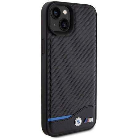 BMW Leder-Carbon-Hülle für iPhone 15 Plus – Schwarz