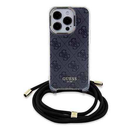 Guess Crossbody Cord 4G Print Hülle für iPhone 15 Pro Max – Schwarz