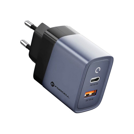FORCELL F-ENERGY GaN VT-39 ładowarka sieciowa Typ C + USB A PD QC4.0 4A 45W szara