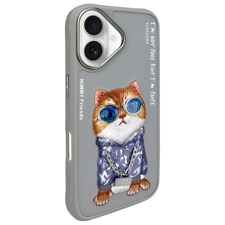 Nimmy etui iPhone 16 6.1" szary/gray      Glasses Cool Cat